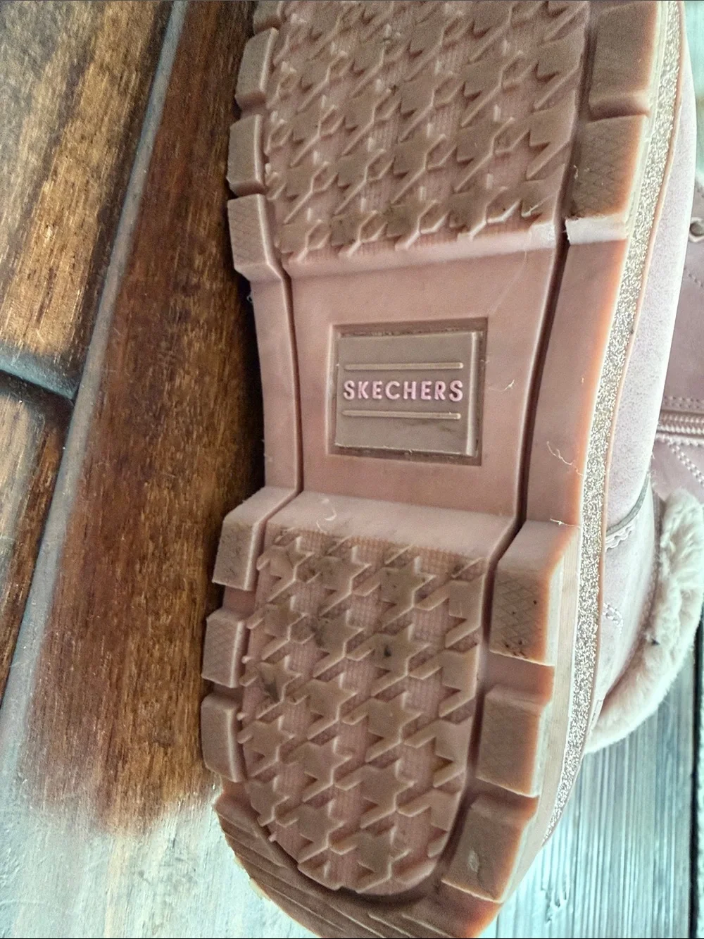 Girls Skechers Pink Faux-Fur Lace-Up Platform Winter Boots Big Kid size 3